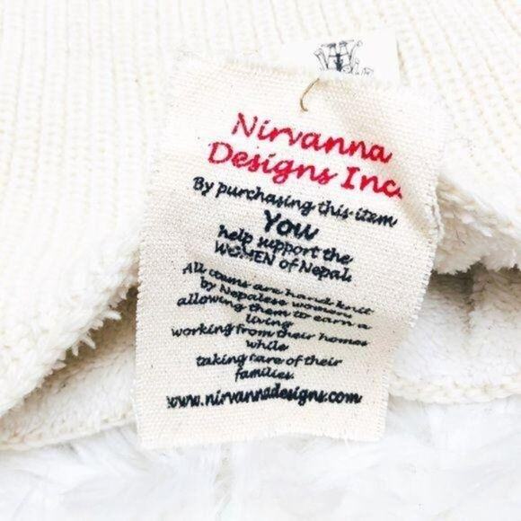 Nirvana Designs Rib Neck Warmer Handmade Merino Wool Knit Ivory from Nepal NWT - Picture 10 of 11